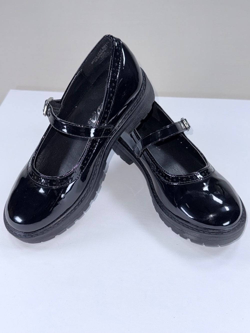 Soda Kid Flip Black Patent Mary Jane Lug Loafers Girls Size 13M